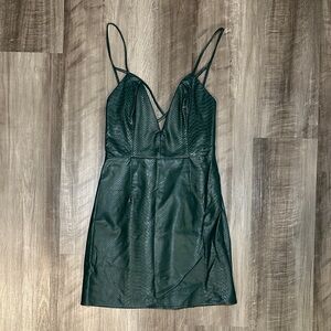 NBD x Naven Twins Don’t Cross Me Green Croc Faux Leather Mini Dress - XS
